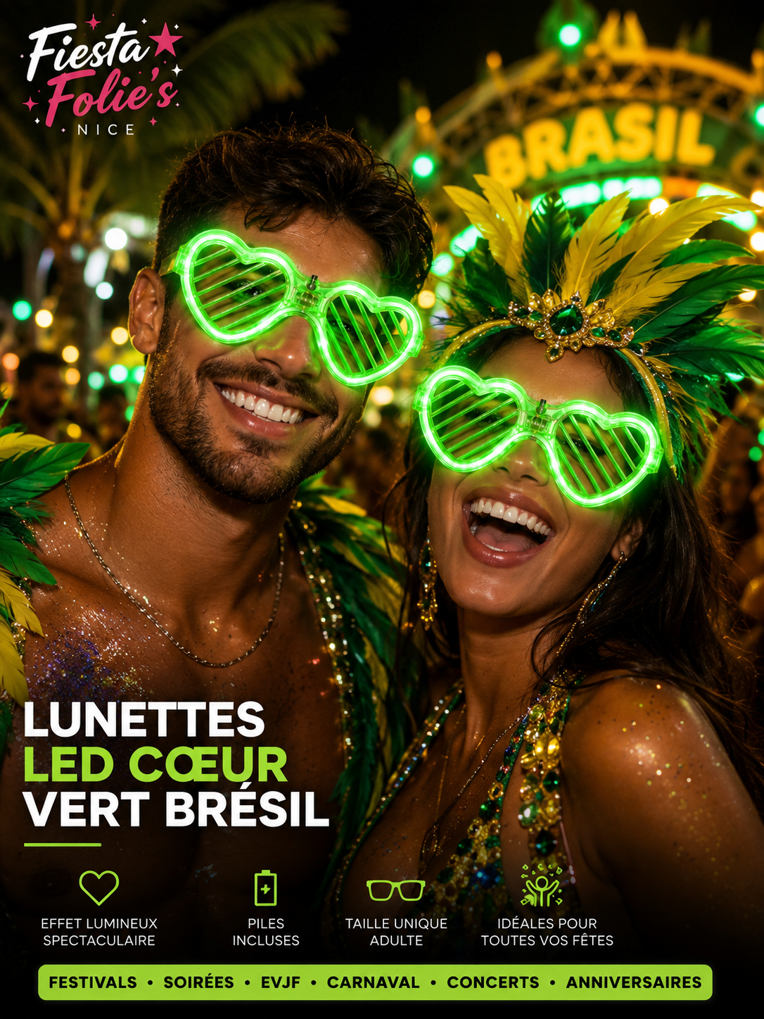 lunettes coeurt vert bresil lumineuses