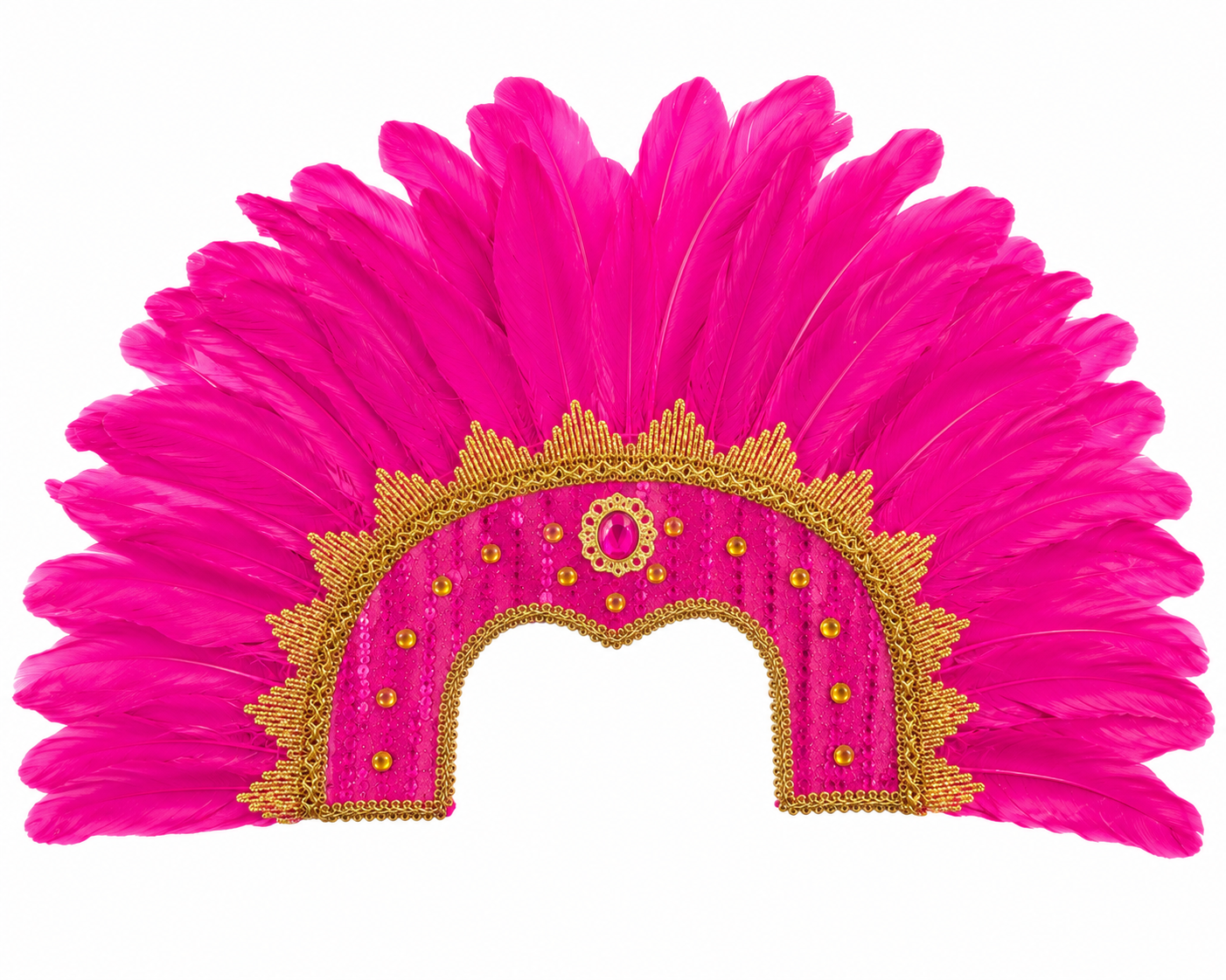 COIFFE BRESILIENNE A  PLUMES ROSE FUCHSIA