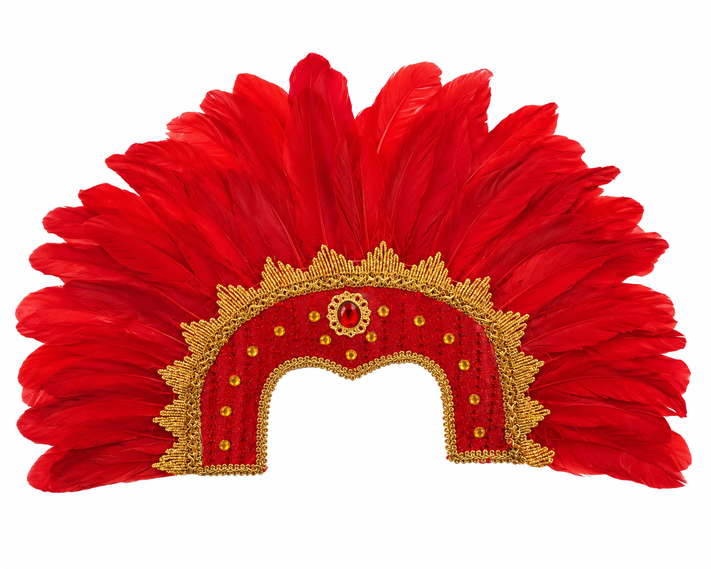 COIFFE BRESLIENNE A PLUMES ROUGES