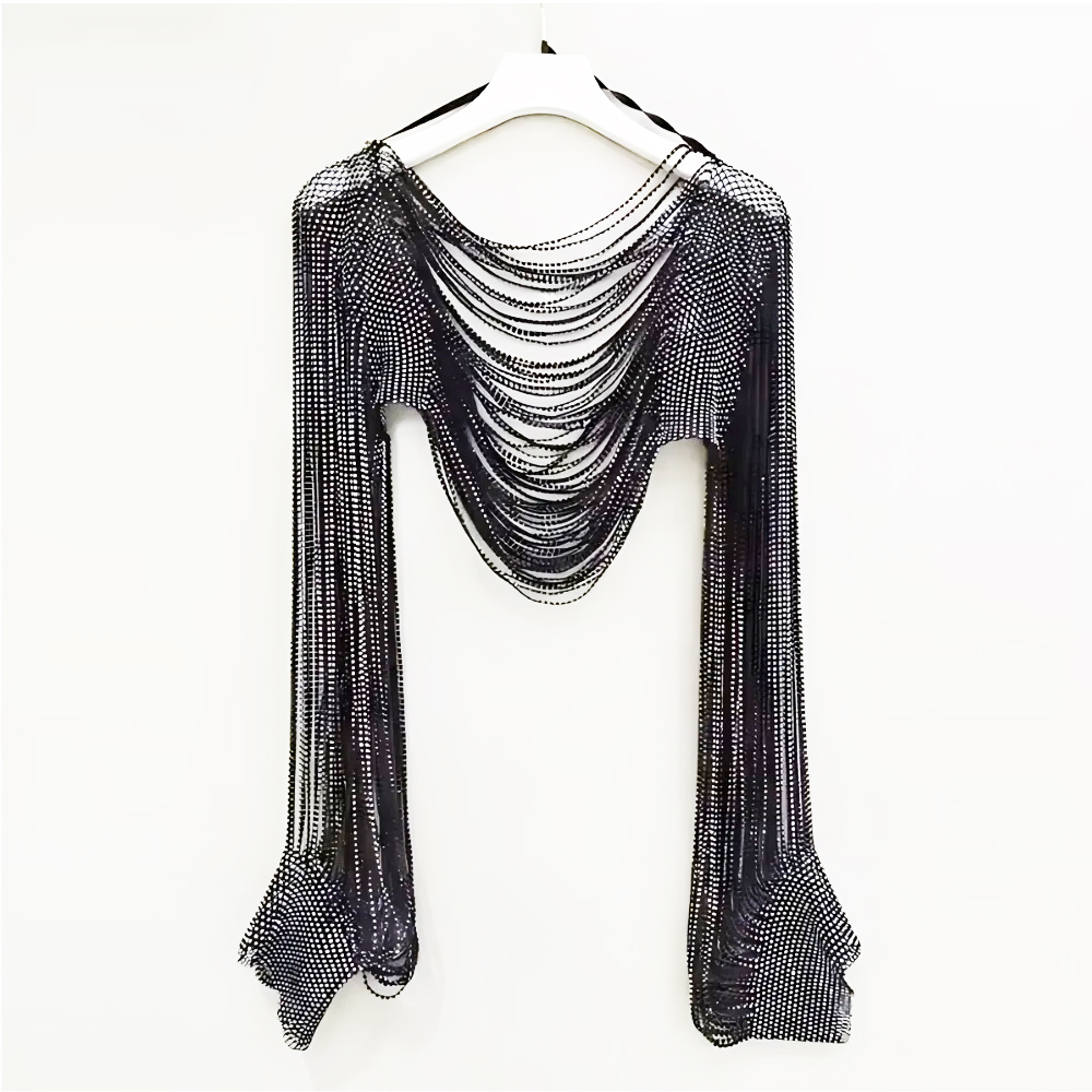 poncho strass noir