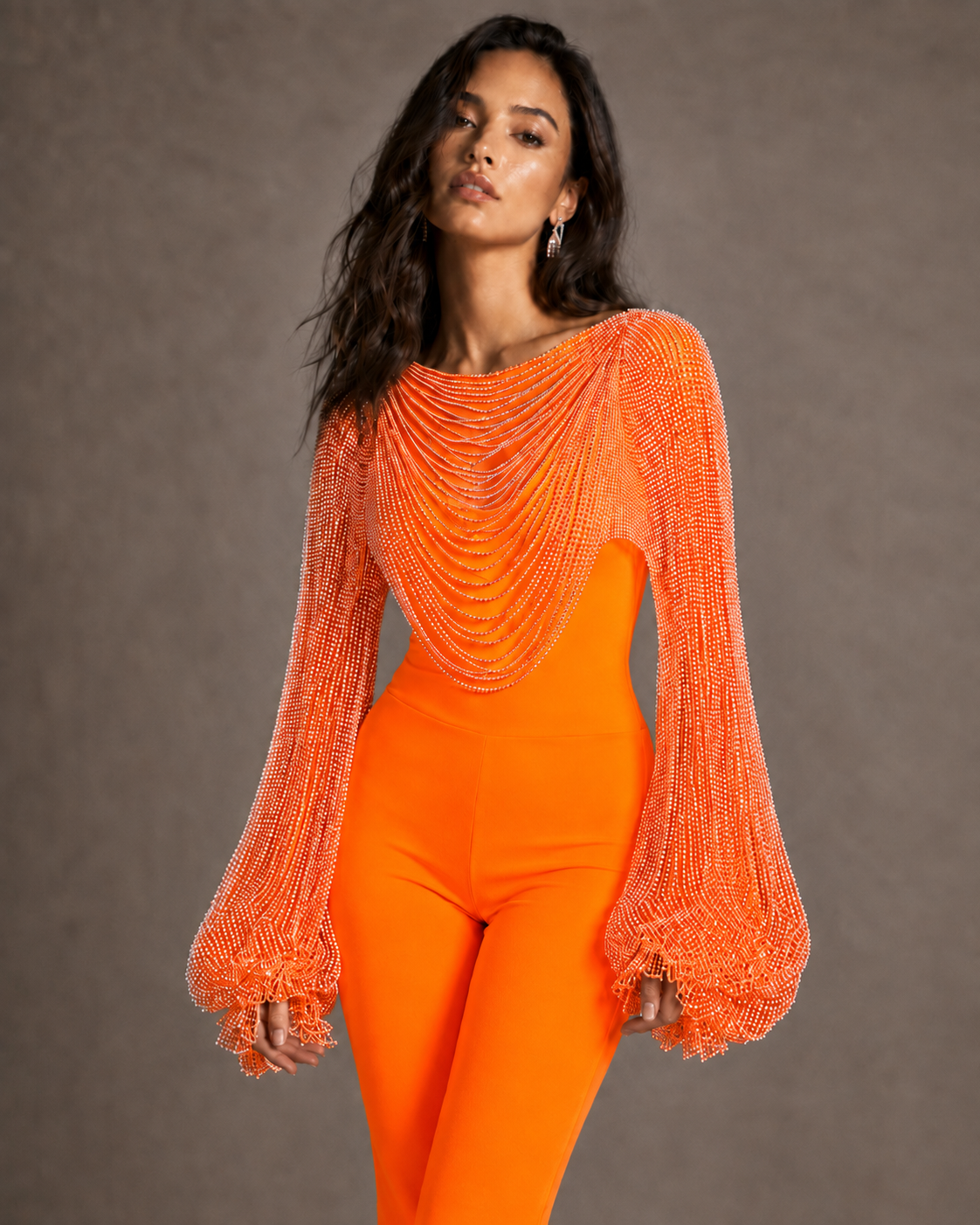 poncho resille strass orange