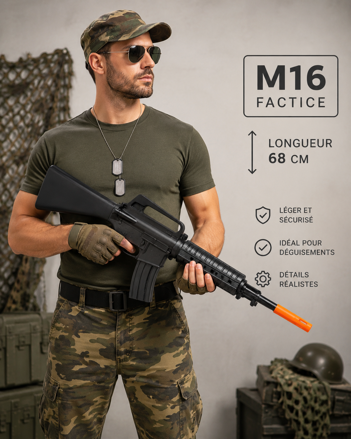M16 FUSIL MITRAILLEUR FACTICE RAMBO