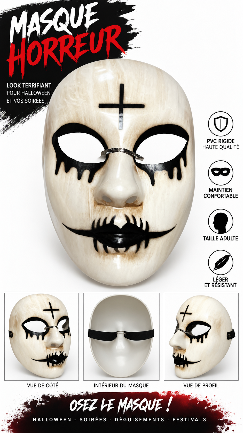 masque gothique satanique pvc