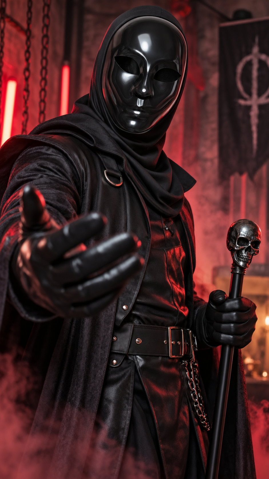 masque pvc noir avec cagoule 2