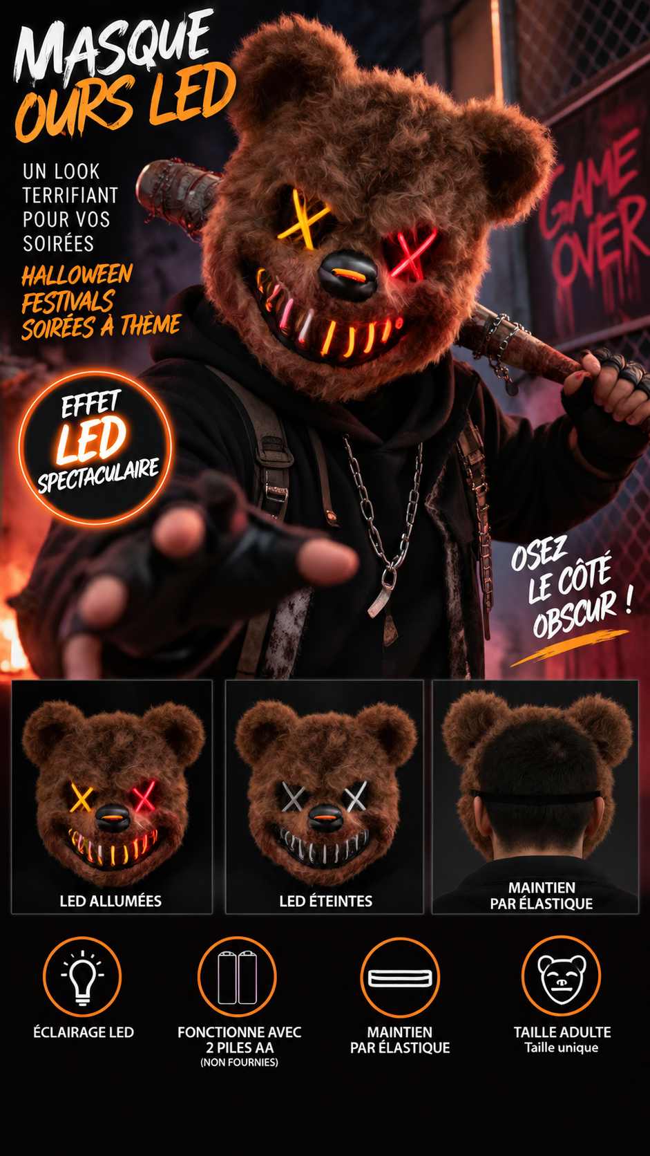 MASQUE OURS LED TUEUR 1