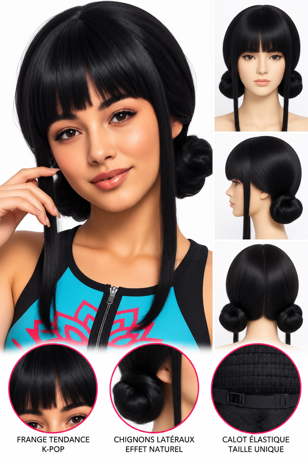 perruque kpop noire