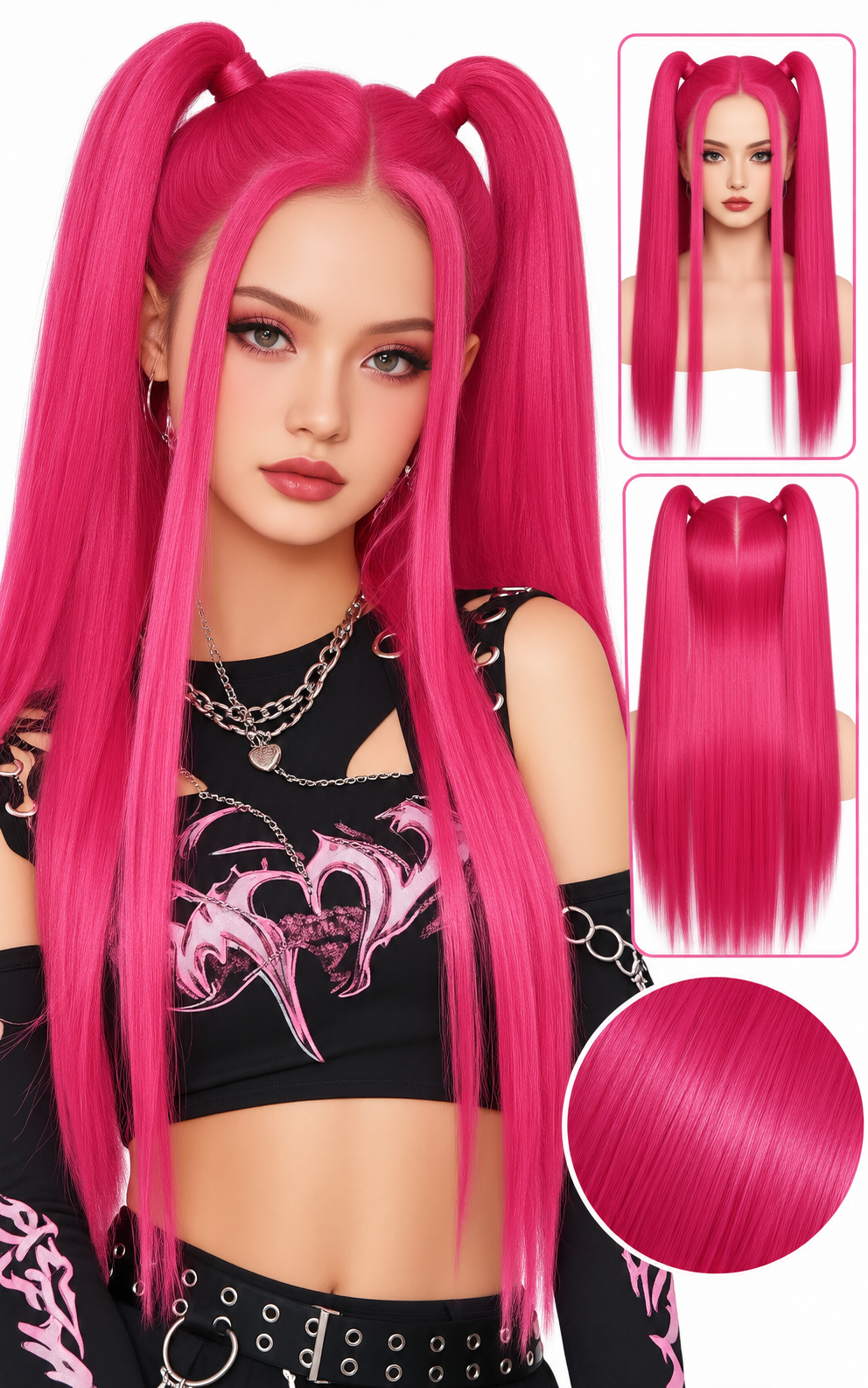perruque kpop rose 1