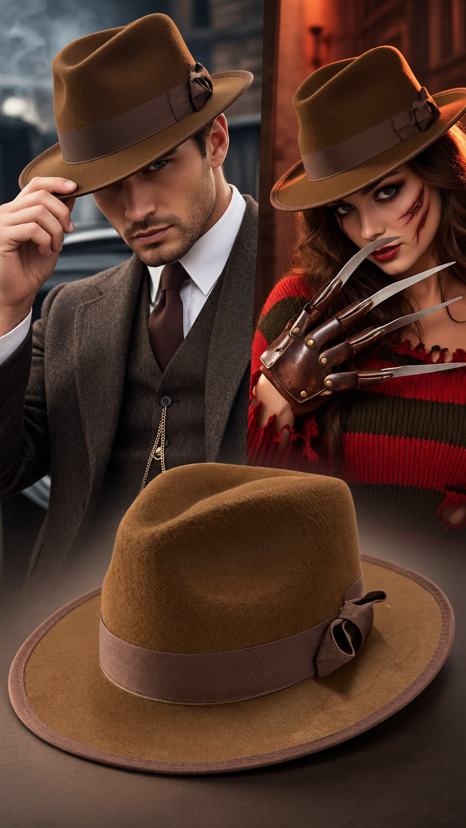 CHAPEAU BORSALINO FEUTRE MARRON TAILLE UNIQUE