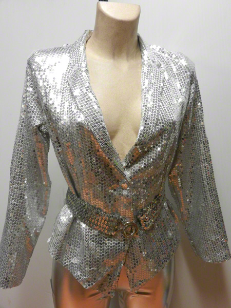 Veste à paillettes argent femme