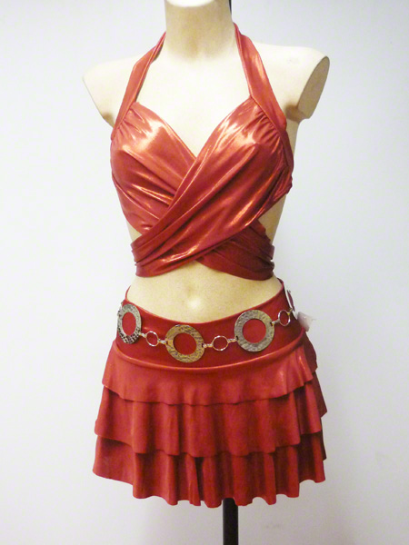 jupe-volants-metallisee-rouge-z