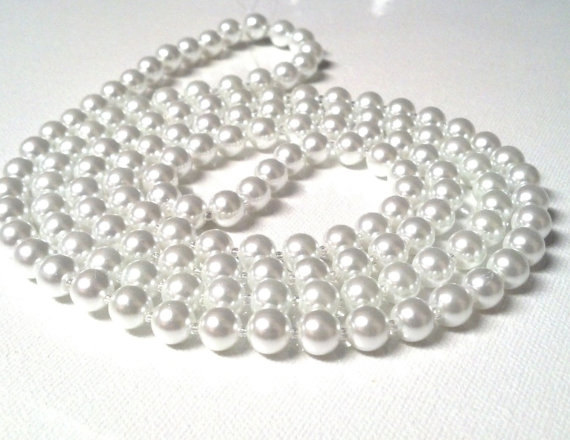 Collier de Perles En Verre blanc