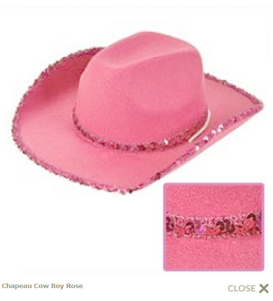 Chapeau Western à Paillettes Rose - Accessoires par thèmes/Cowboy et Indien  