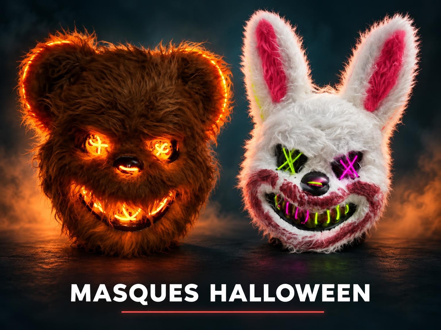 Masques Halloween – nouveautés ours et lapin LED