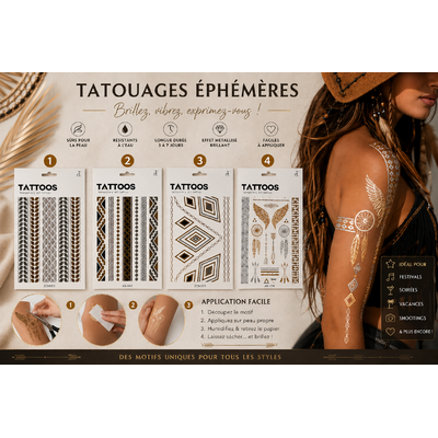 TATOUAGES EPHEMERES METALLISES 1