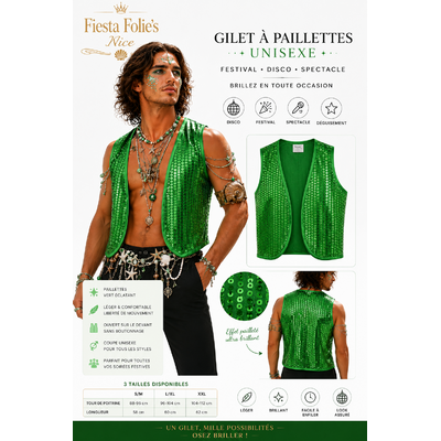 gilet paillettes vertes unisexe