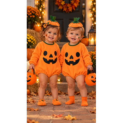 Déguisement citrouille bébé en pilou  Barboteuse Halloween
