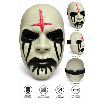 Masque Halloween adulte rigide en PVC ivoire noir et rouge 2
