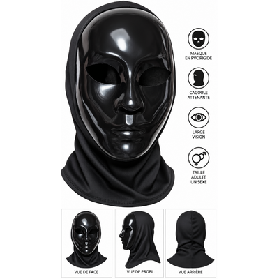 masque pvc noir avec cagoule 1