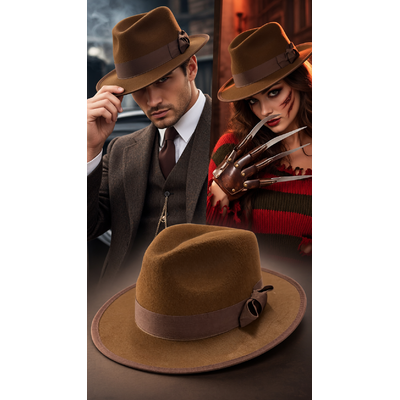 CHAPEAU BORSALINO FEUTRE MARRON TAILLE UNIQUE