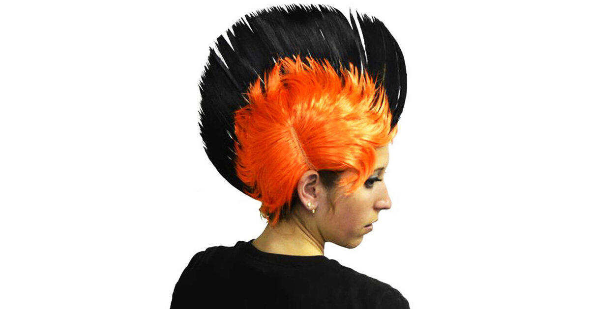 UILYNIU Perruque Homme Avec Fausse Barbe Orange - Kit Boyband Années 80 Pour Carnaval Et Fêtes