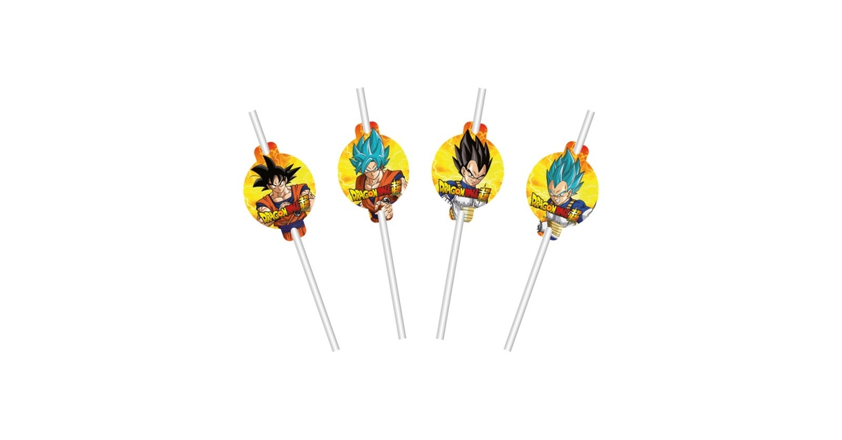 Chaks Lot De 8 Pailles Carton Dragon Ball Super – 19,6 Cm Avec Médaillons Officiels – Anniversaire Manga