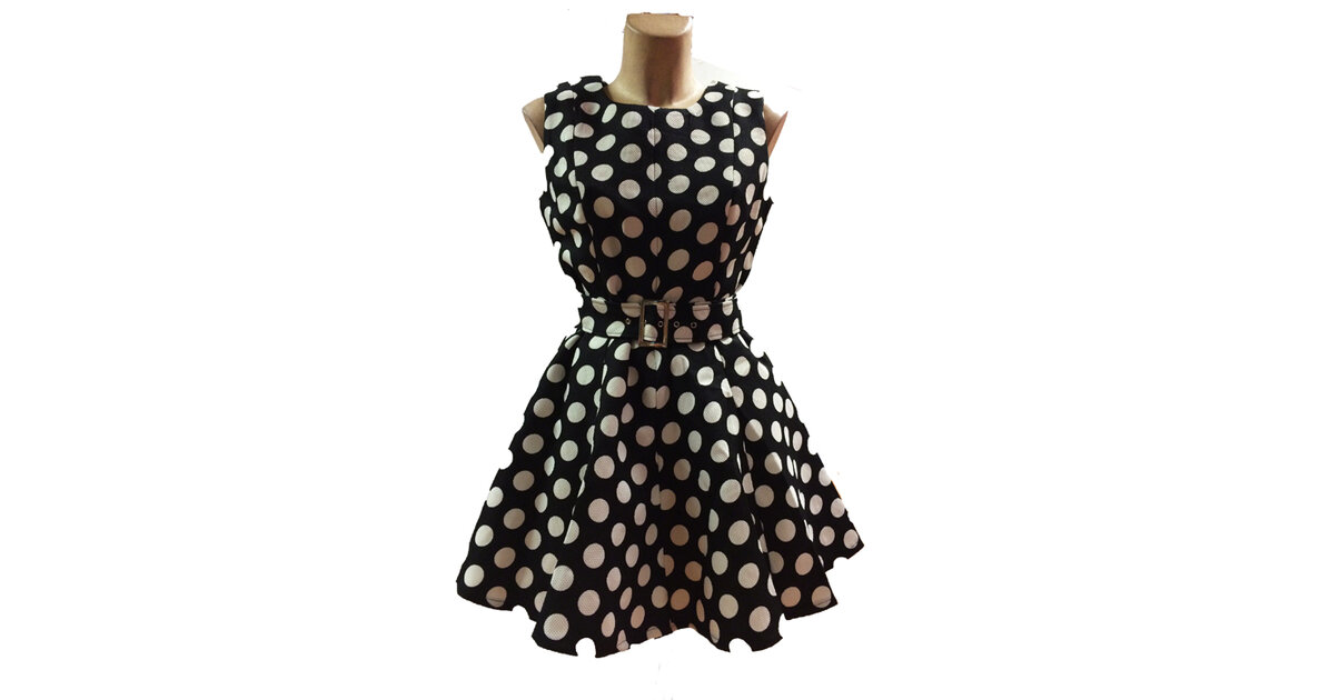 Wellwits Robe Corset Vintage Années 50 Noir Pois Plissés - Élégante Pour Travail, Cocktail Et Soirée