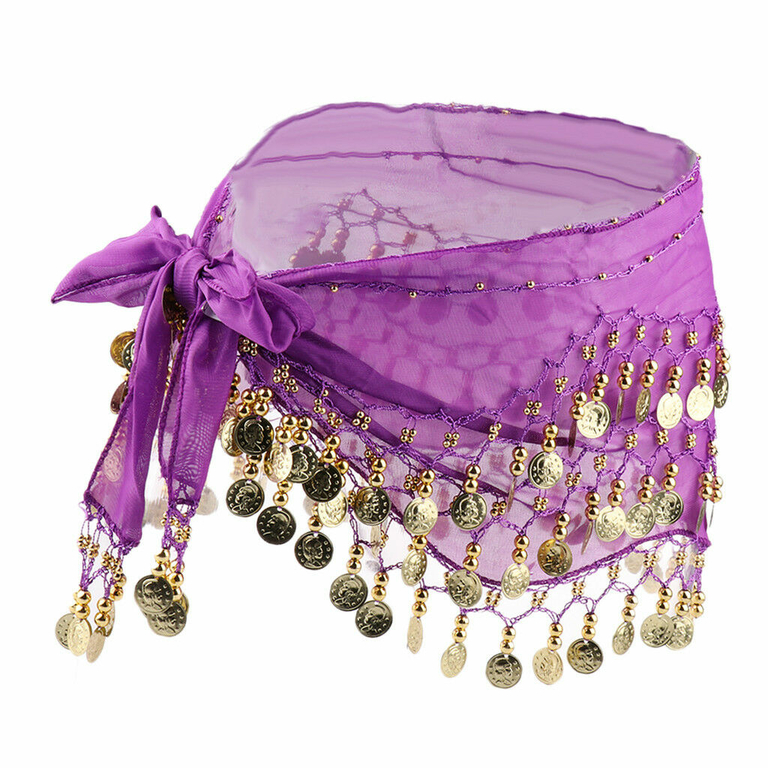 Foulard de danse orientale blanc brodé à franges - 18,50