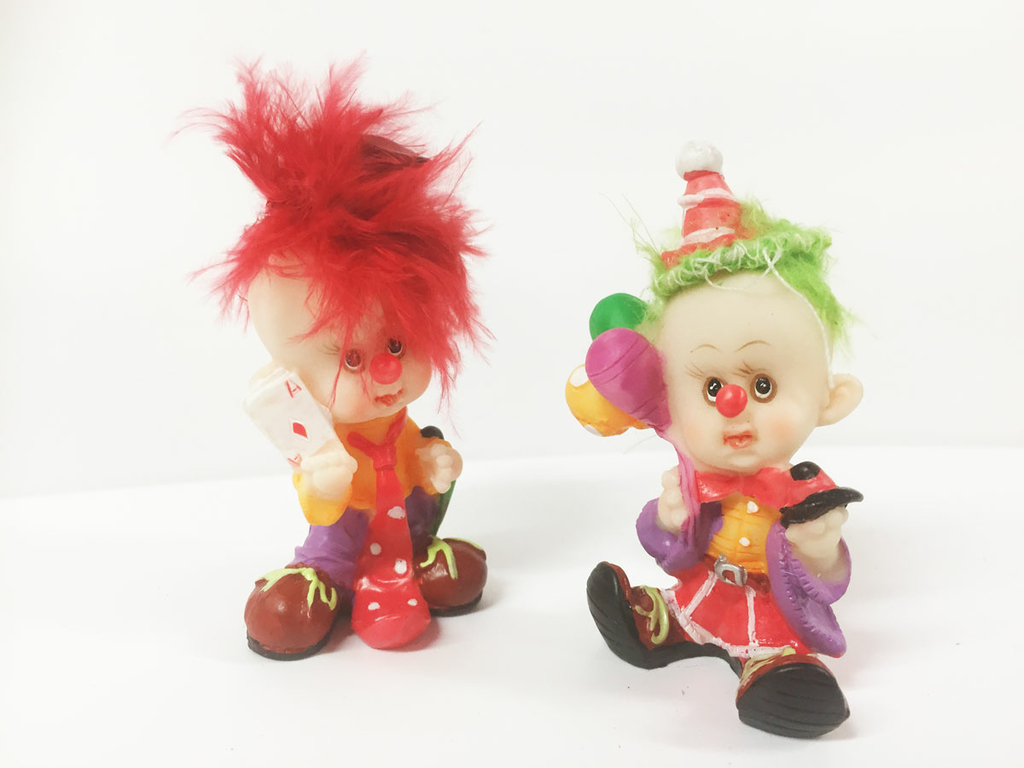 SERRE LIVRES FAIENCE ceramique bookends art deco Pierrot clown design