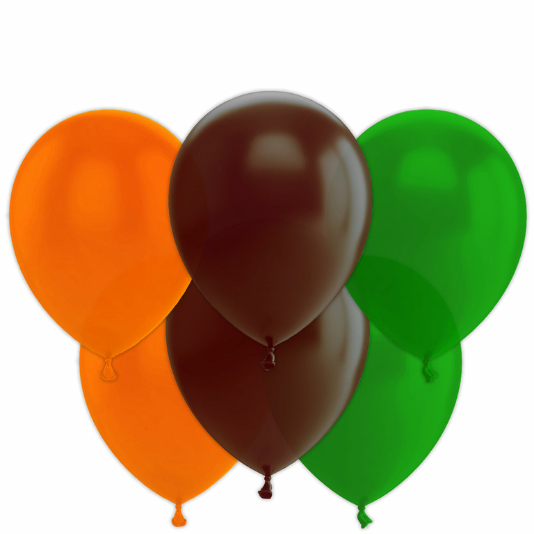 Bouquet de 12 ballons latex oranges marron vert - Bouquet de