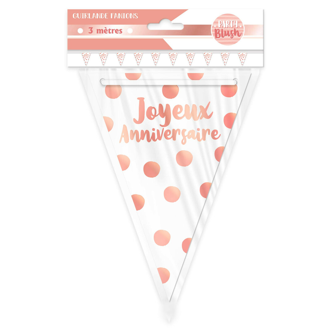 Guirlande Joyeux Anniversaire Rose Gold - Longueur 1,80 M - En Carton - Pour Décoration Fête Intérieure