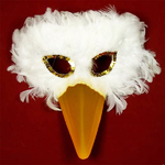 masque oiseau plumes blanches