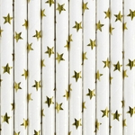 pailles papier blanches etoiles or 1