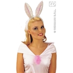 SERRE TETE LAPIN PAILLETTES BLANCHES IRISEES