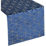 CHMIN DE TABLE VELOURS BLEU AVEC MOTIFS