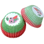 100 CAISSETTES CUP CAKE HIBOU ROUGE