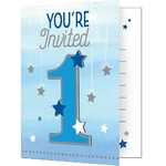 8 invitations 1 an etoiles bleues