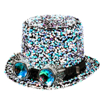 haut de forme paillettes avec lunettes steampunk burning man bleu 1