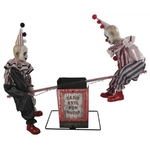 2 clowns animes sur balancoire