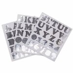 71 STICKERS PAILLETTES ARGENT LETTRES ET CHIFFRES