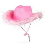 chapeau western rose avec marabout