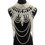 COLLIER PLASTRON PERLES BLANCHES   4
