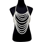 COLLIER PLASTRON PERLES BLANCHES   2