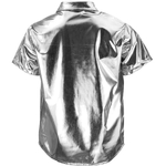 chemise metallisee disco argent manches courtes 1