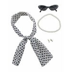 SET ANNEE 60 FOULARD COLLIER LUNETTE BOUCLES D OREILLES 1