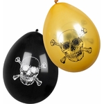 6 BALLONS LATEX PIRATE NOIR ET OR