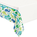 NAPPE PLASTIQUE DINOSAURES BLEUS ET VERTS