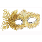MASQUE VENITIEN DENTELLE OR AVEC PAPILLON
