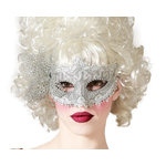 MASQUE VENITIEN DENTELLE ARGENT AVEC PAPILLON