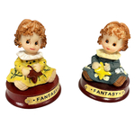 2 figurines resine fillettes vintage  sur socle