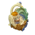 BEBE BLEU POUSSETTE ET CYGNE 1